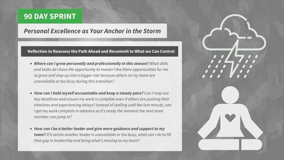 90 DAY ACTION PLANS: Personal Excellence as Your Anchor in the Storm